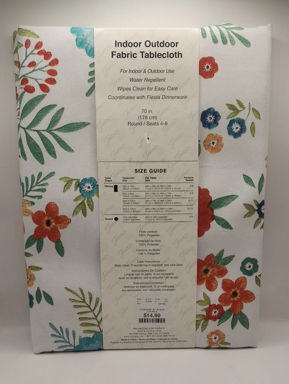 Fiesta Indoor Outdoor Fabric Tablecloth Floral Enchantment 70